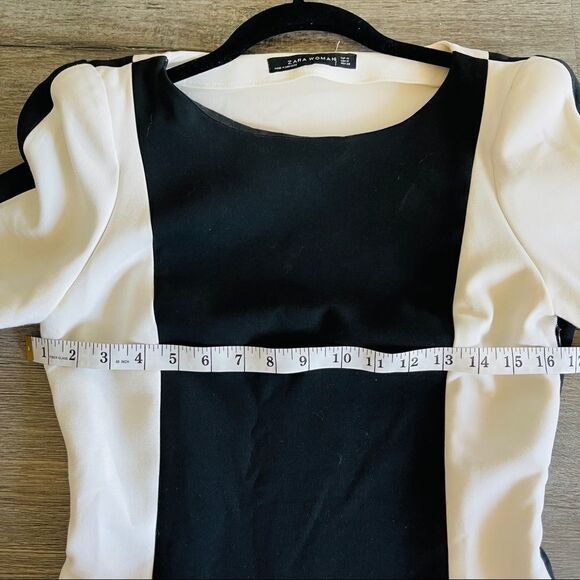 Zara Women's Size M Color Block Scalloped Jersey Dress - Picture 6 of 7